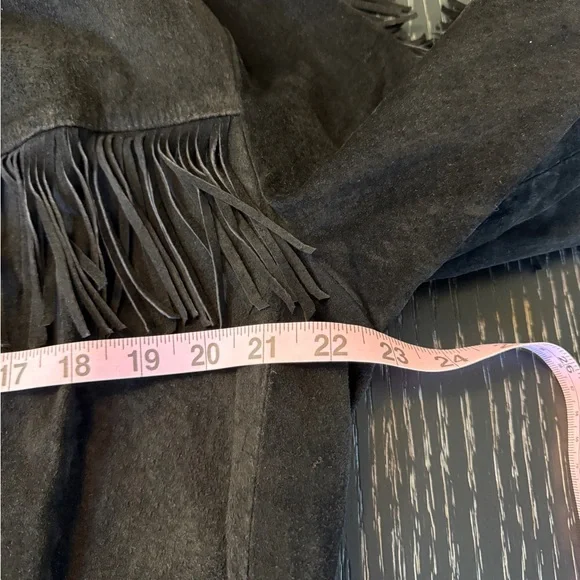 Vintage Newport News Black Suede Fringe Jacket Western Boho Cowgirl 100% Leather - Picture 6 of 6